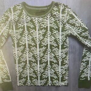 Green and White Patterned Women's Sweater